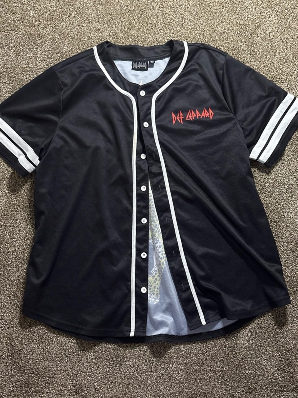 Def Leppard Black Baseball Jersey with Red Logo